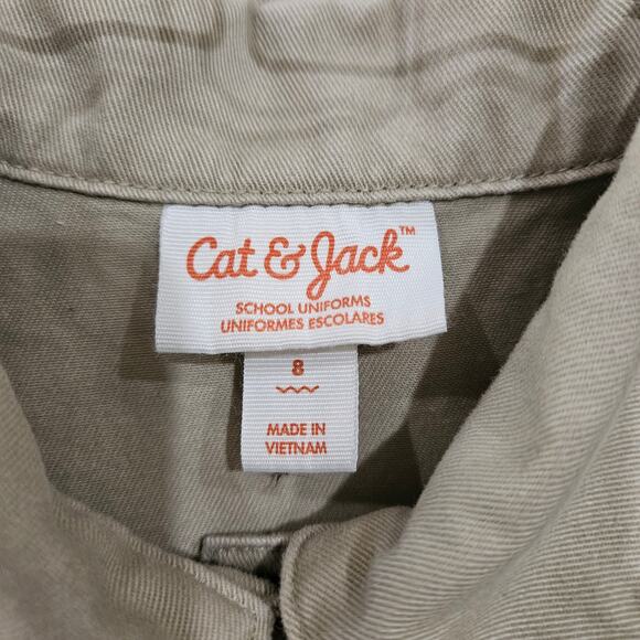 Cat & Jack Girls' Khaki Short Sleeve Uniform Safari Dress Size 8 - Picture 3 of 7